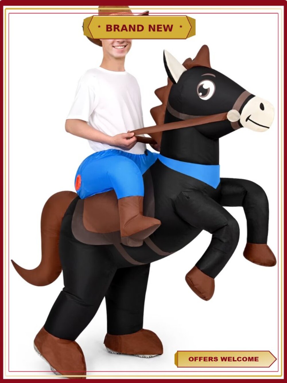 Adult Inflatable Ride On Horse Costume 100% Polyester Funny Halloween